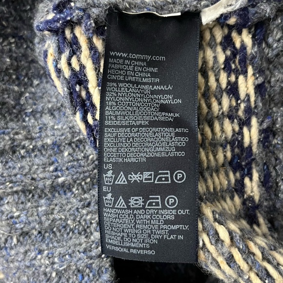Tommy Hilfiger Blue Nordic Fair Isle Crewneck Wool Silk Sweater - Picture 6 of 6